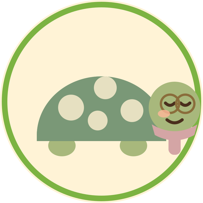 Tuga, a green turtle character